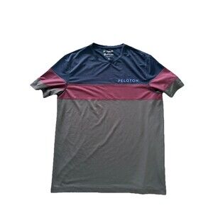 Fourlaps x Peloton Mens Medium Athletic T-Shirt Navy Gray Maroon Colorblock